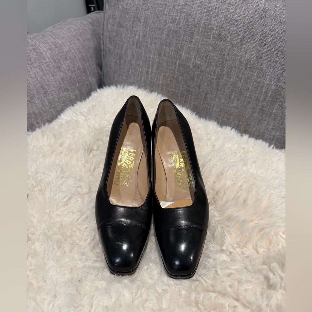 Salvatore Ferragamo Black Leather Heels - Picture 1 of 6